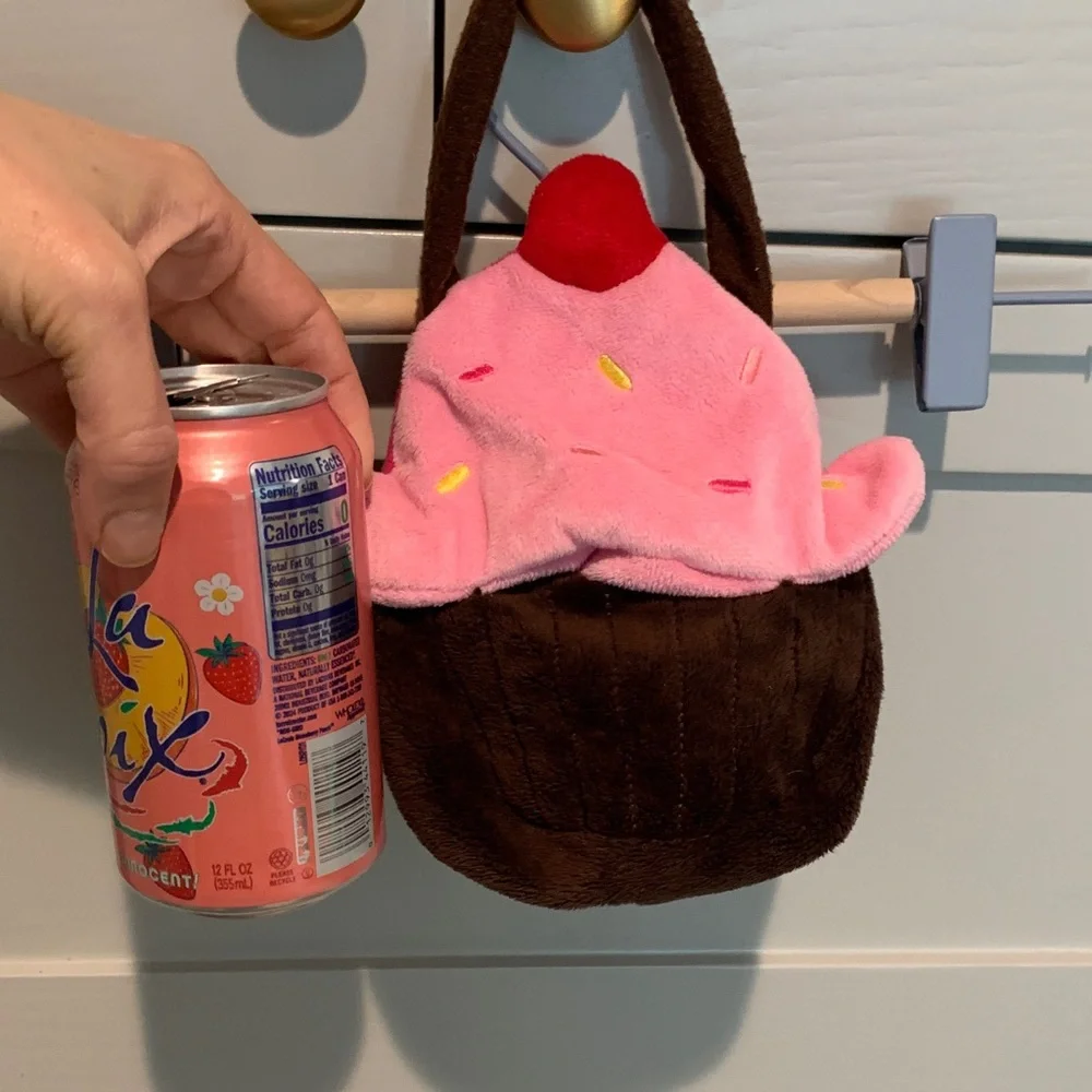 Plush Pink & Brown Cupcake Kids Tote purse